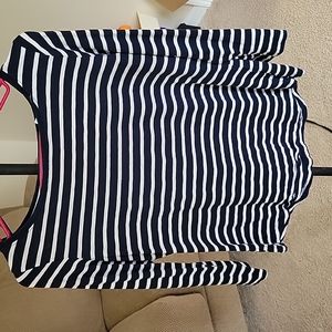 #2949 Carole little 3/4 sleeve blue and white striped shirt